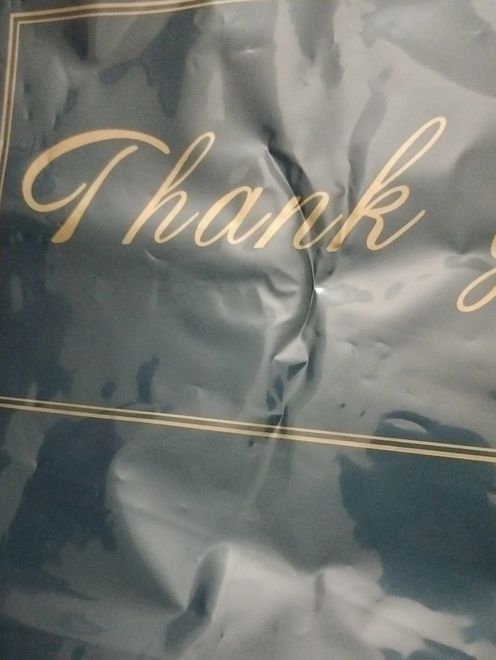 Thank You Boutique PVC Shopping Bags Party Guests Blue Gold, Bulk 40 Pcs *AS IS*